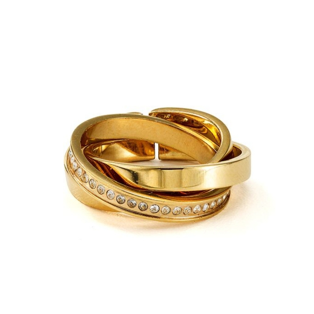 🆕️ Vita Fede Cassio Rings Set of 3 Interlockig Gold Tone Pave' Crystals Size 5 - Picture 2 of 3